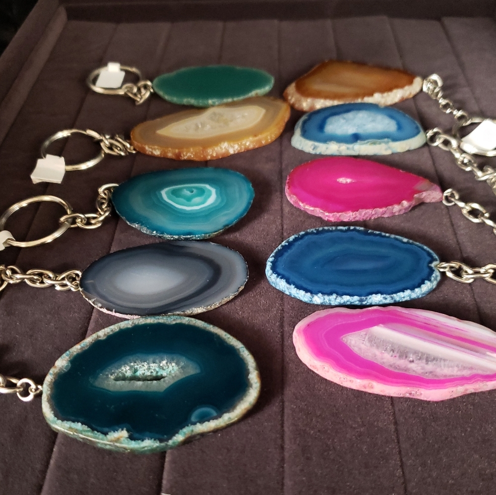 Agate Slice Key Chains